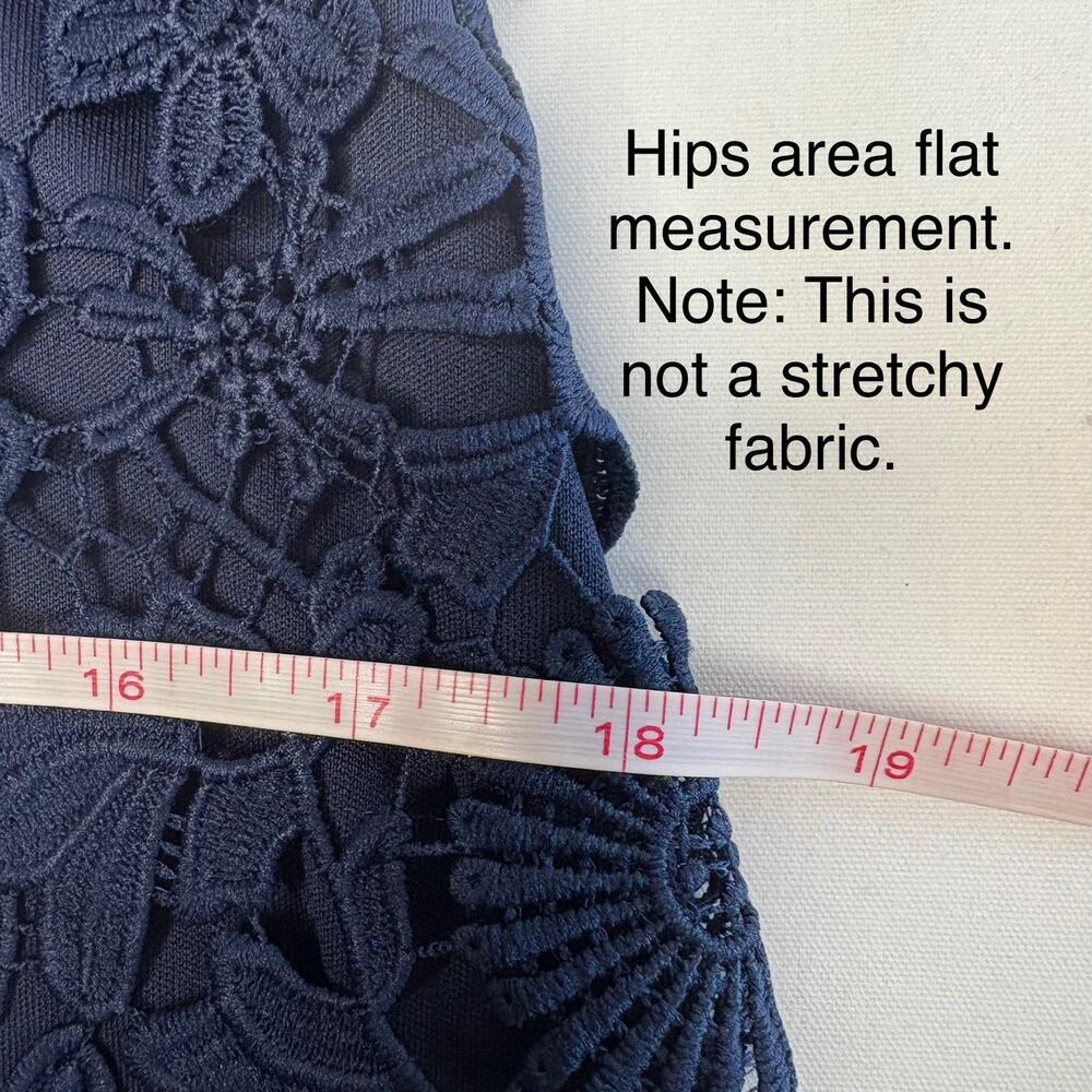 Lulus Love Poem Sz L Navy Blue Halter Neck Crochet Lace Cocktail Mini Dress - Picture 10 of 13